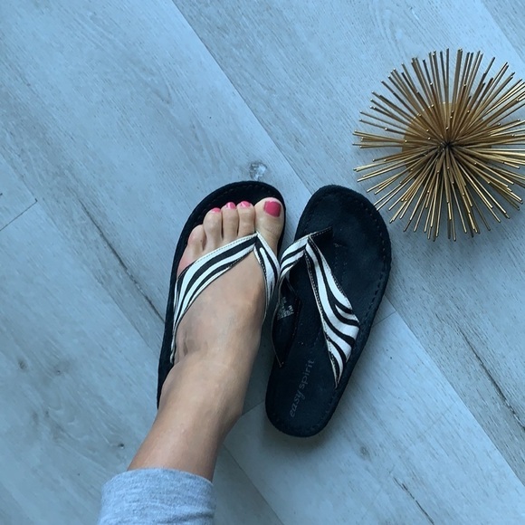 EASEY SPIRIT Beldon leather‎ sandals animal zebra black white striped 7 1/2M - Picture 8 of 9
